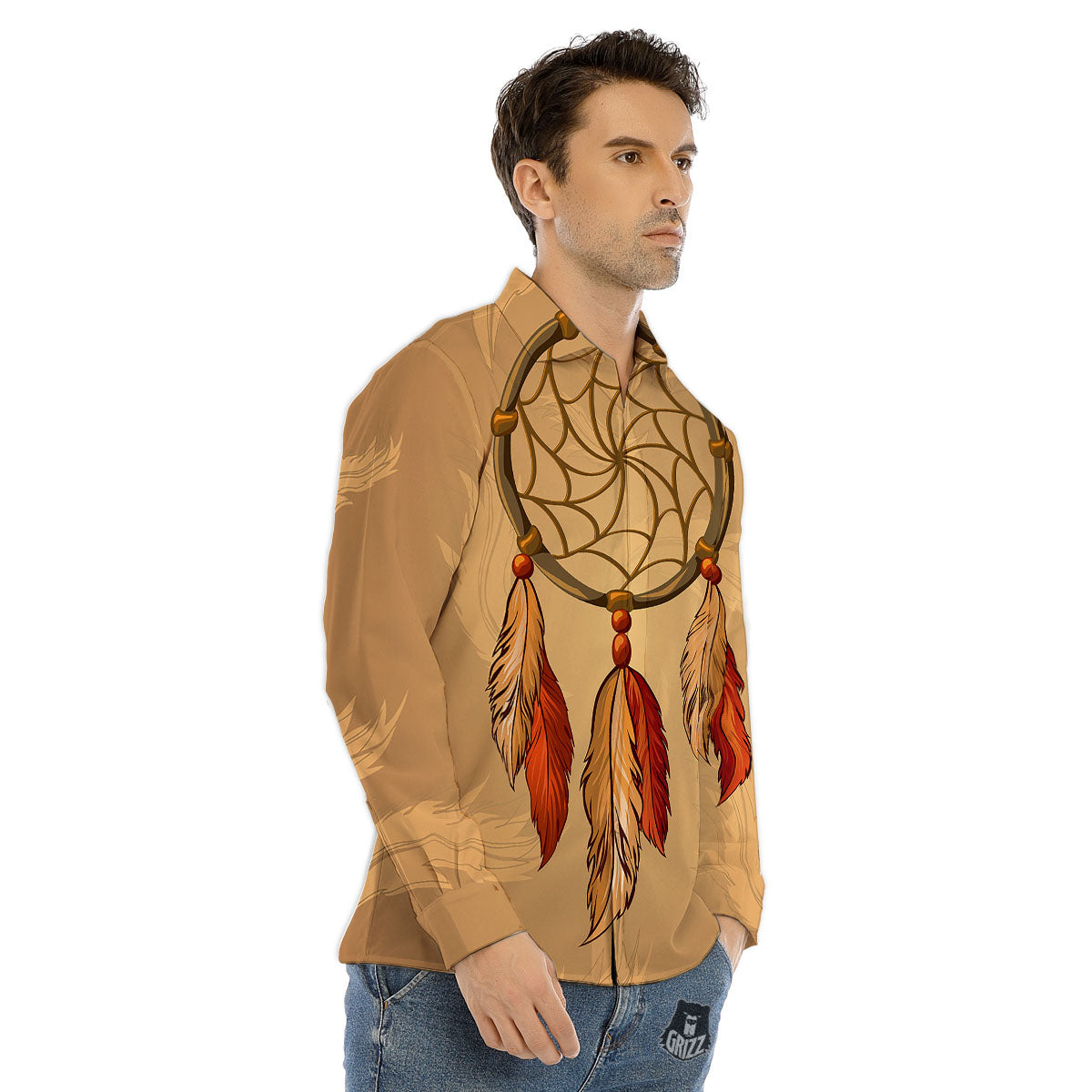 Dream Catcher Native American Print Men's Dress Shirts-grizzshop