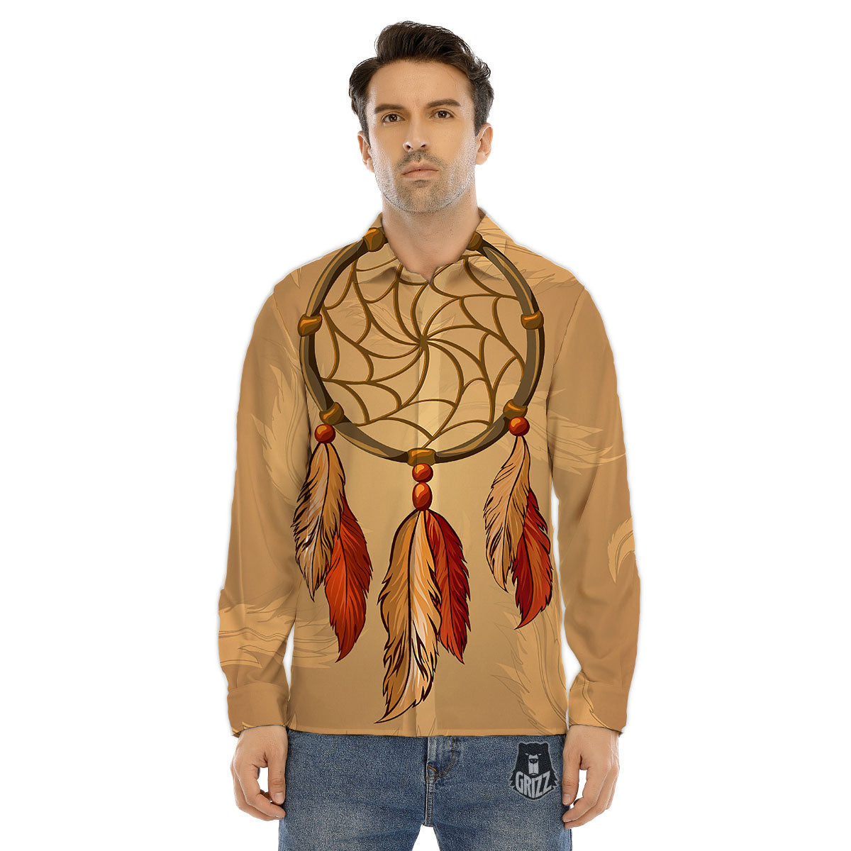 Dream Catcher Native American Print Men's Dress Shirts-grizzshop