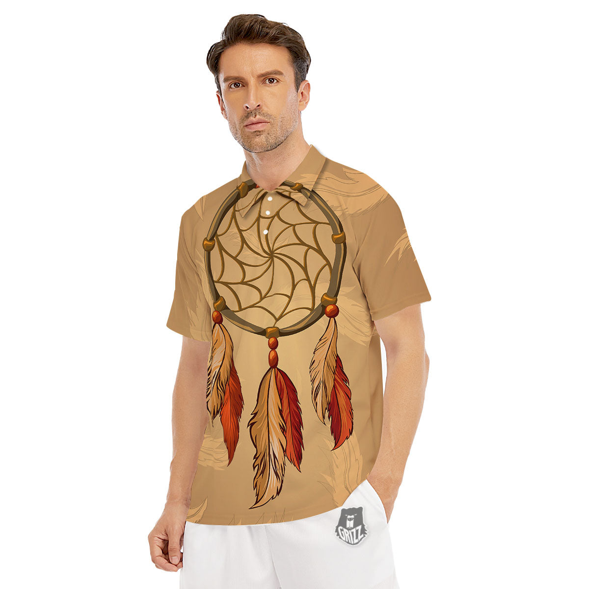 Dream Catcher Native American Print Men's Golf Shirts-grizzshop