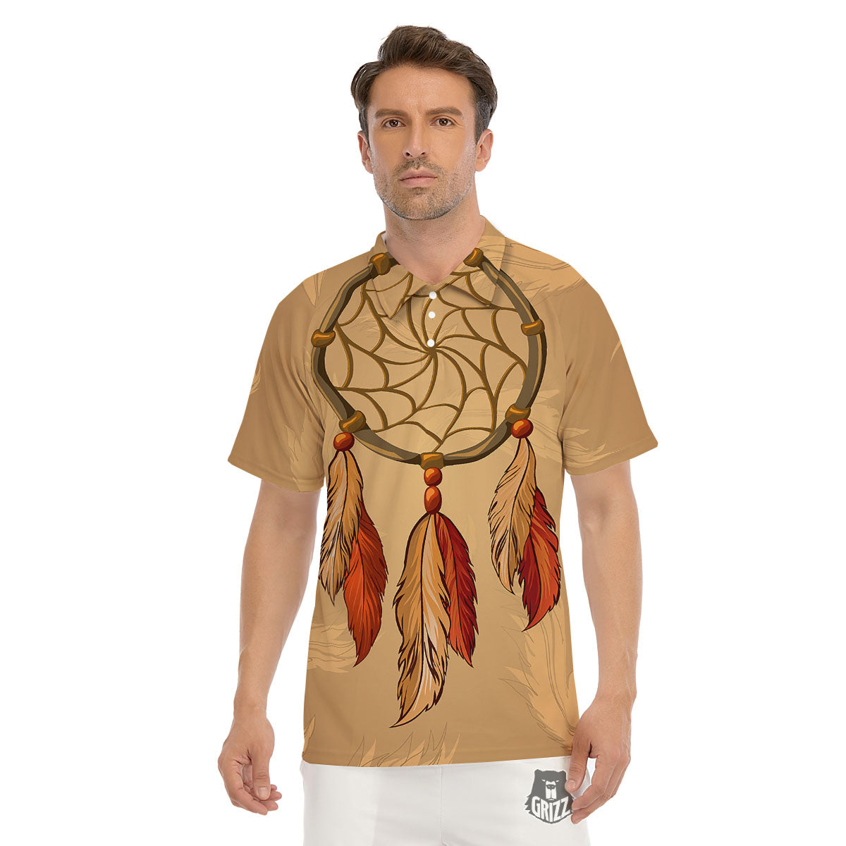 Dream Catcher Native American Print Men's Golf Shirts-grizzshop