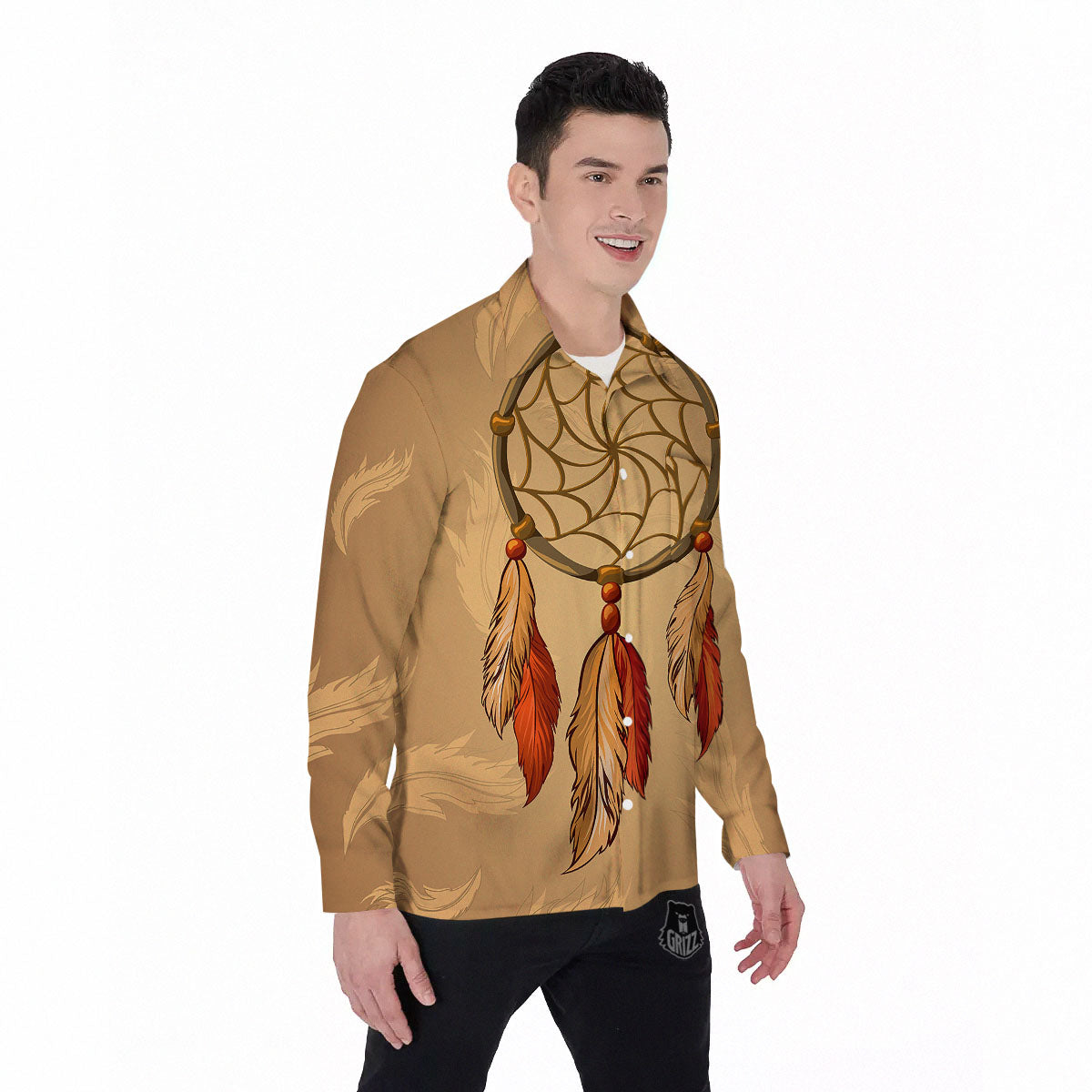 Dream Catcher Native American Print Men's Long Sleeve Shirts-grizzshop
