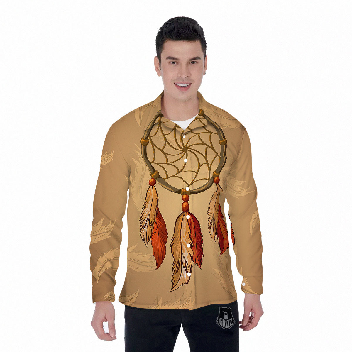 Dream Catcher Native American Print Men's Long Sleeve Shirts-grizzshop
