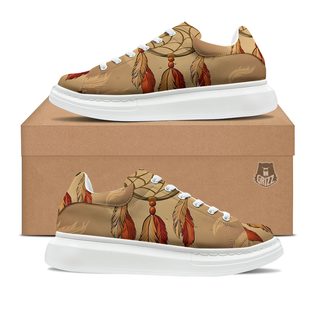 Dream Catcher Native American Print Platform Shoes-grizzshop