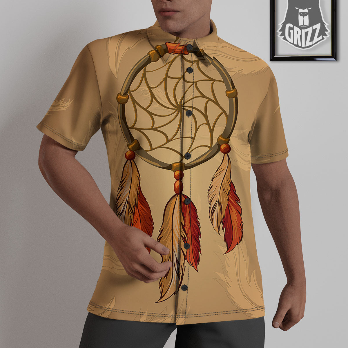 Dream Catcher Native American Print Untucked Shirts-grizzshop