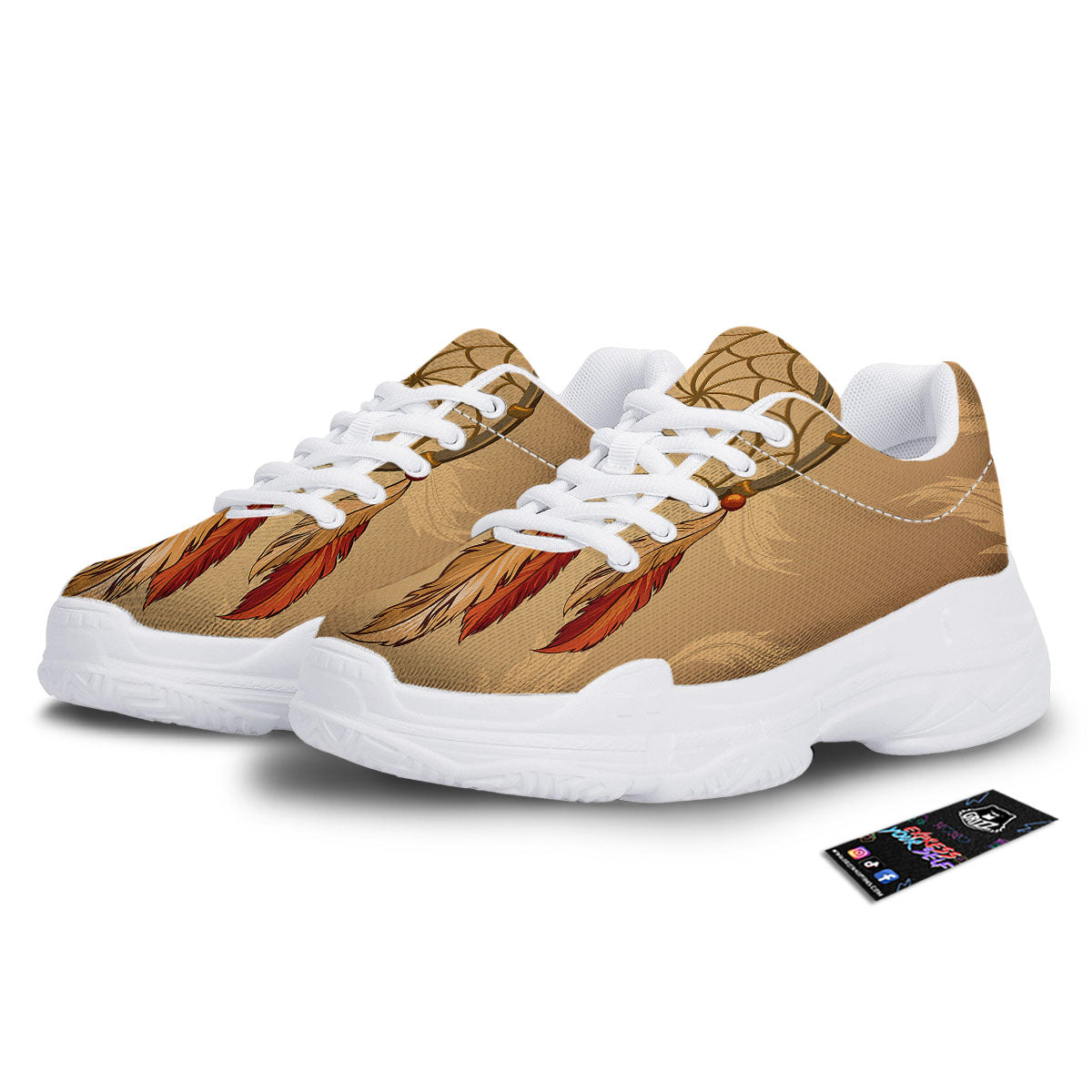 Dream Catcher Native American Print White Chunky Shoes-grizzshop