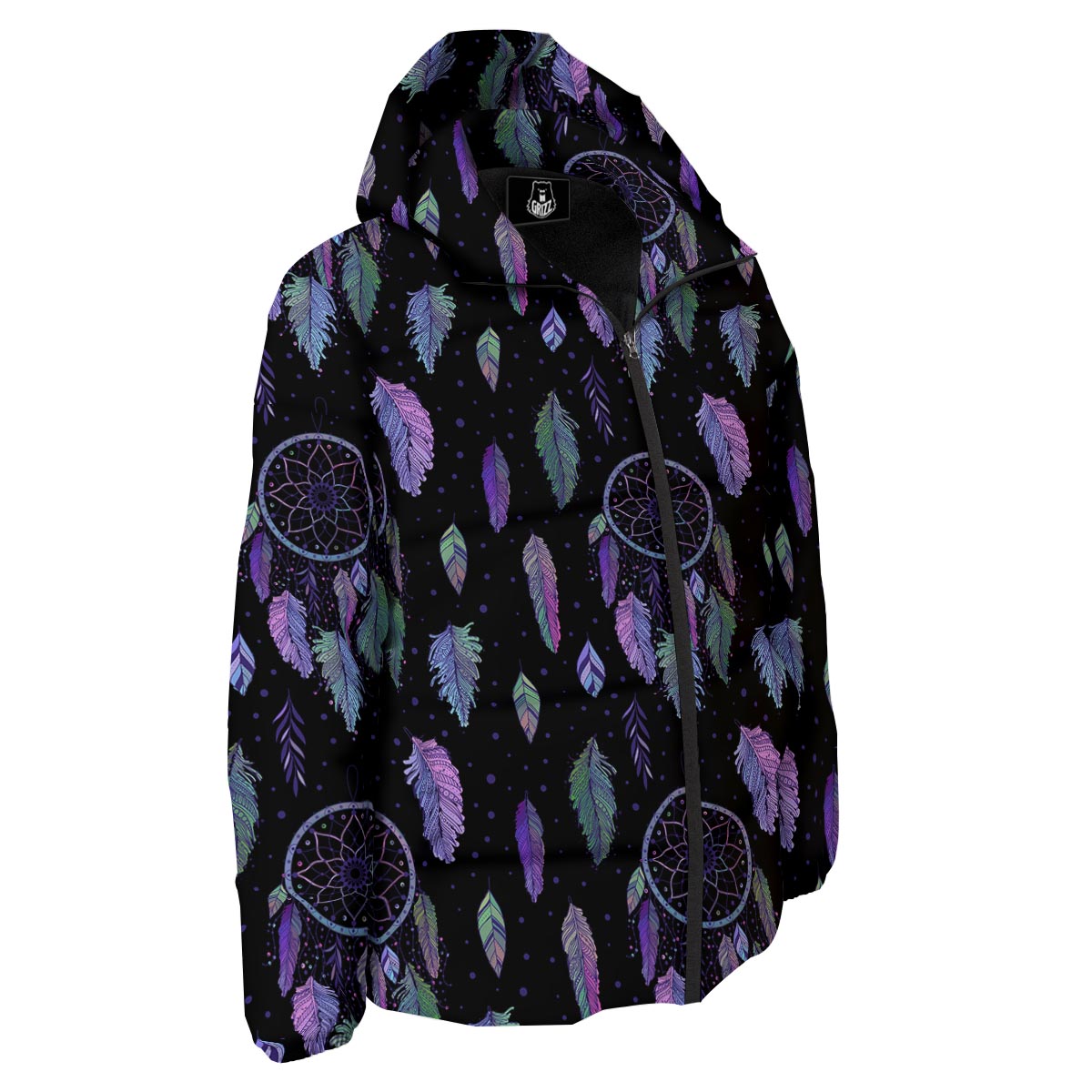 Dream Catcher Purple And Teal Print Pattern Down Jacket-grizzshop