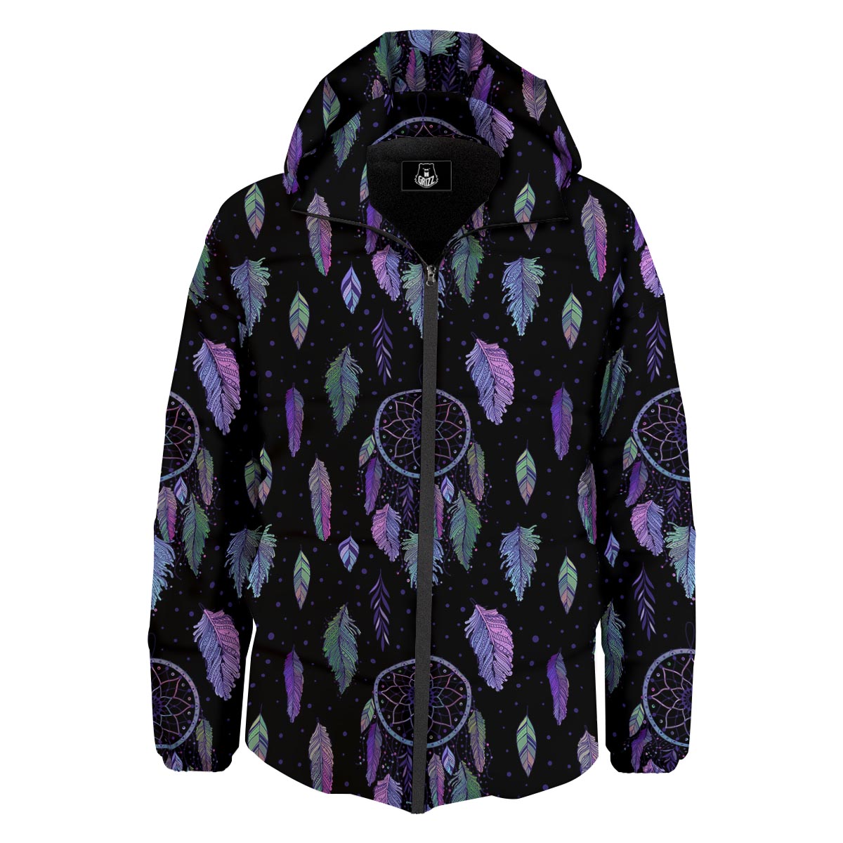 Dream Catcher Purple And Teal Print Pattern Down Jacket-grizzshop