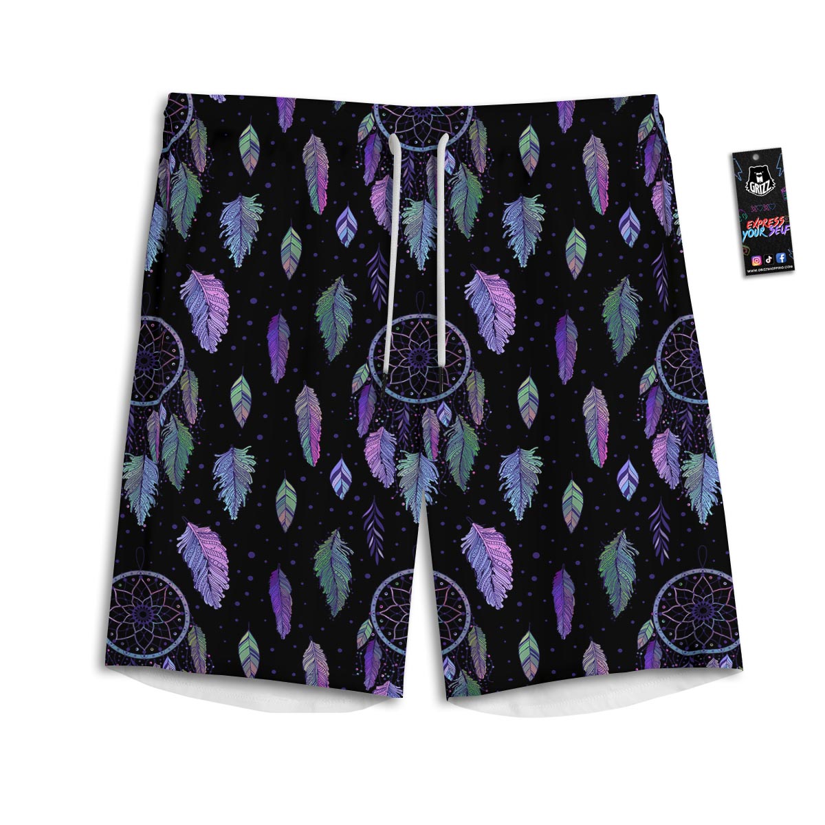 Dream Catcher Purple And Teal Print Pattern Men's Athletic Shorts