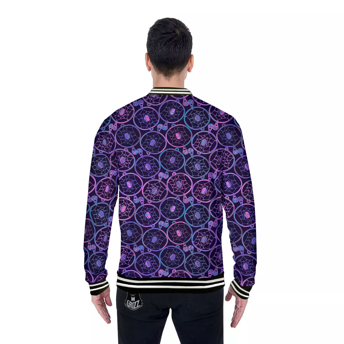 Dream Catcher Purple Boho Print Pattern Baseball Jacket-grizzshop