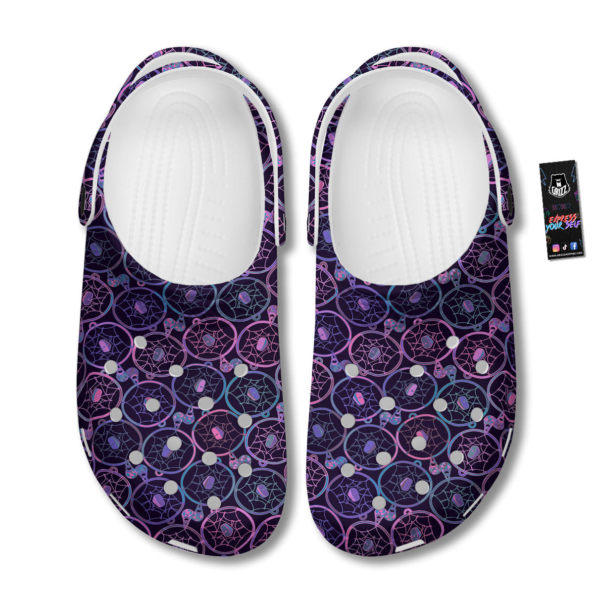Dream Catcher Purple Boho Print Pattern Clog-grizzshop
