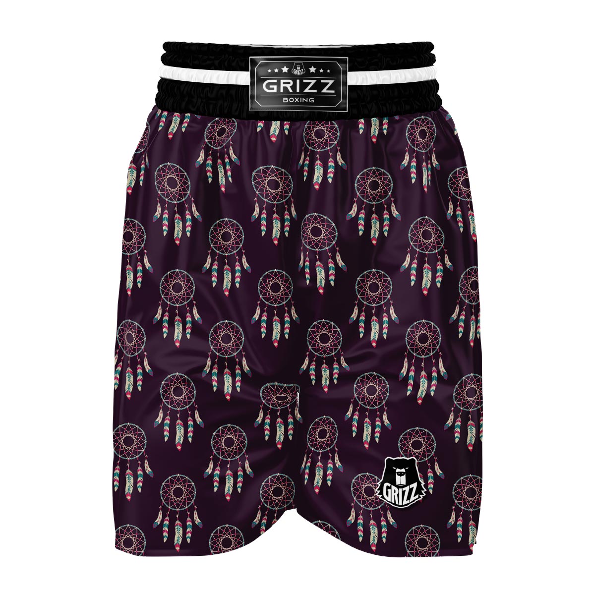 Dream Catcher Purple Feather Boxing Shorts-grizzshop