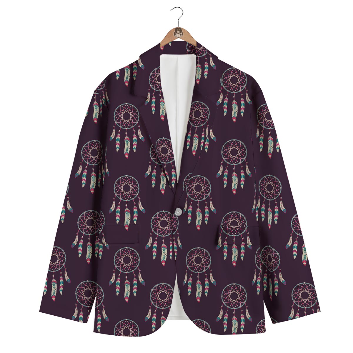 Dream Catcher Purple Feather Men's Blazer-grizzshop