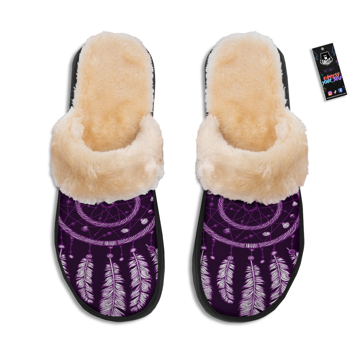 Dream Catcher Purple Indian Print Slippers-grizzshop