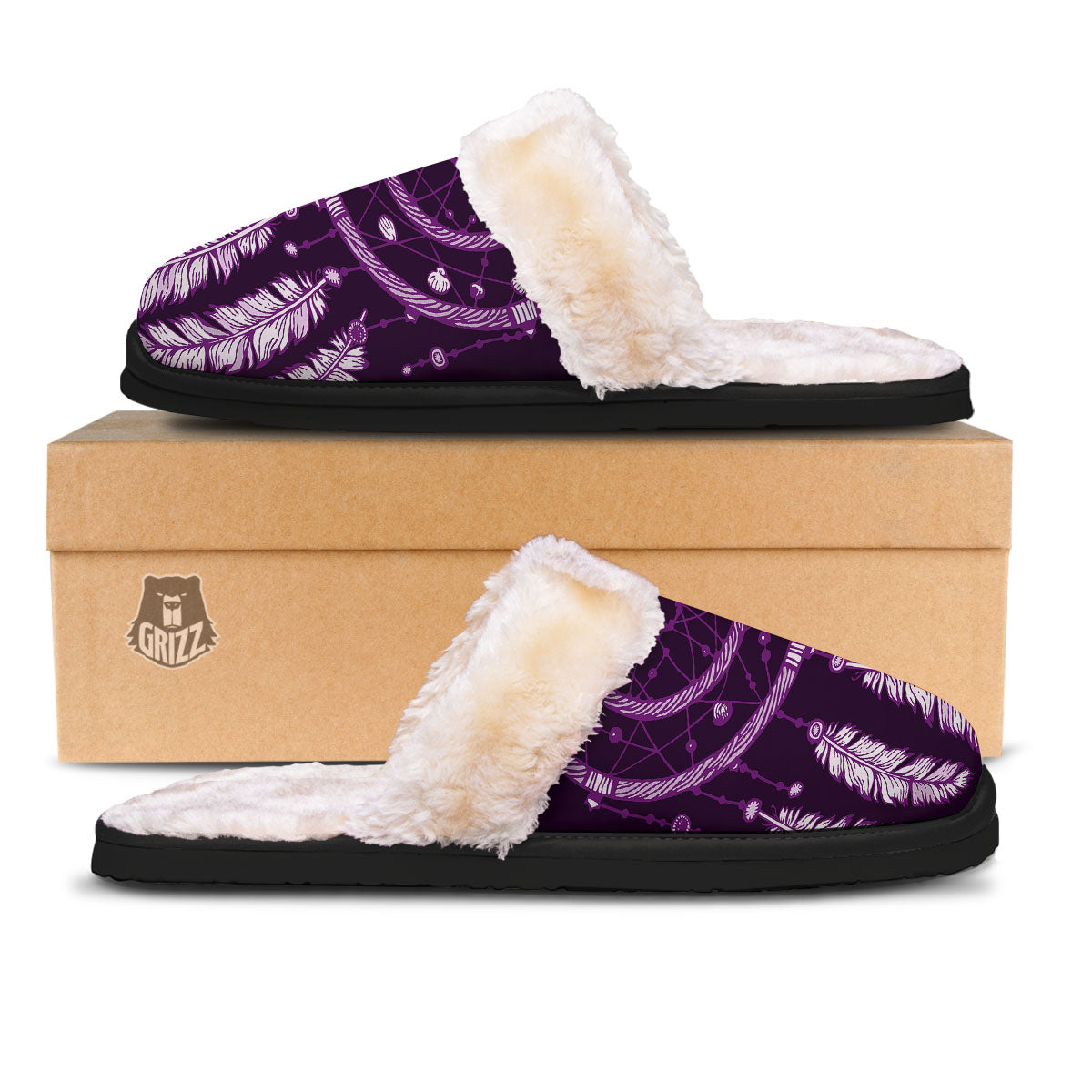 Dream Catcher Purple Indian Print Slippers-grizzshop