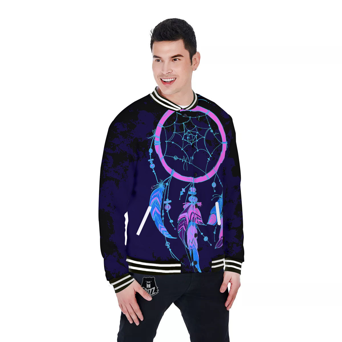 Dream Catcher Purple Native Print Baseball Jacket-grizzshop
