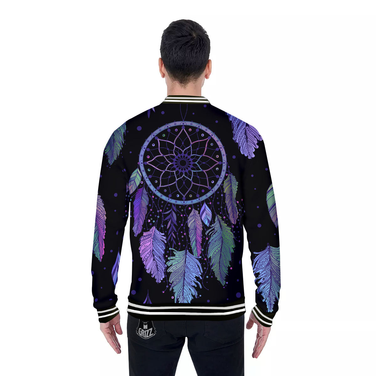 Dream Catcher Teal And Purple Print Baseball Jacket-grizzshop