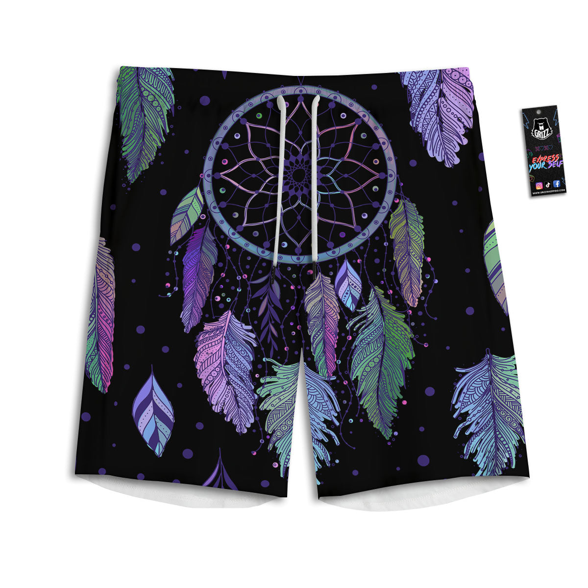 Dream Catcher Teal And Purple Print Men's Athletic Shorts