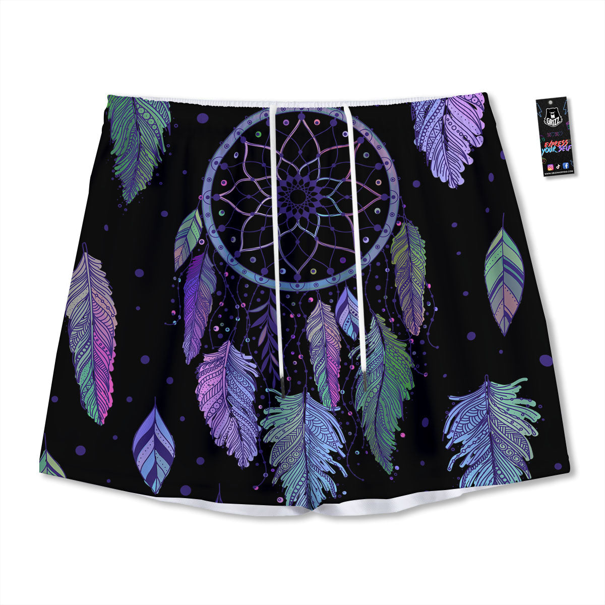Dream Catcher Teal And Purple Print Mesh Shorts