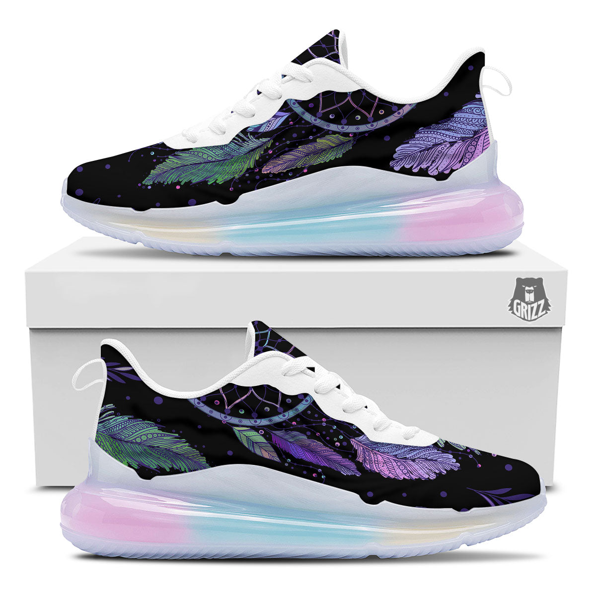 Dream Catcher Teal And Purple Print Running Sneakers-grizzshop