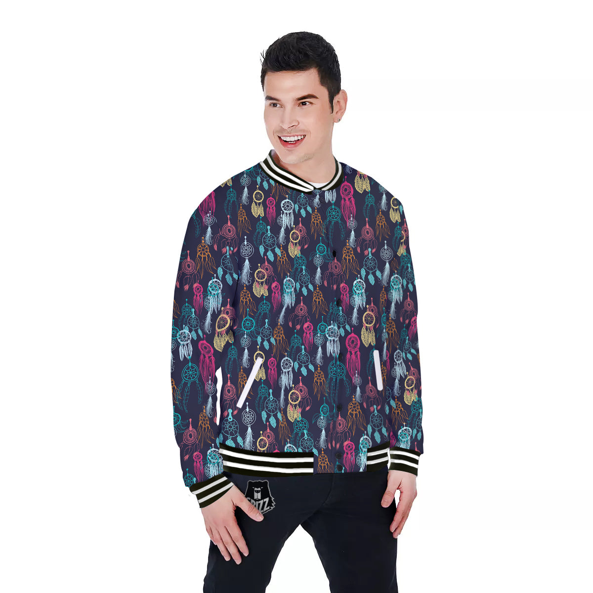 Dream Catcher Vintage Print Pattern Baseball Jacket-grizzshop