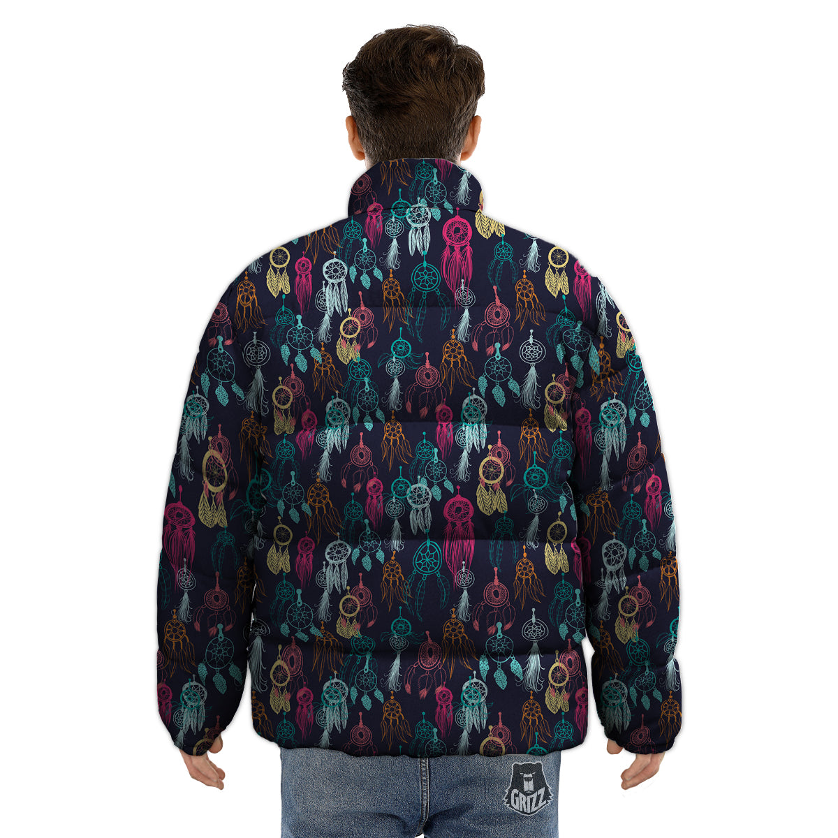 Dream Catcher Vintage Print Pattern Puffer Jacket-grizzshop