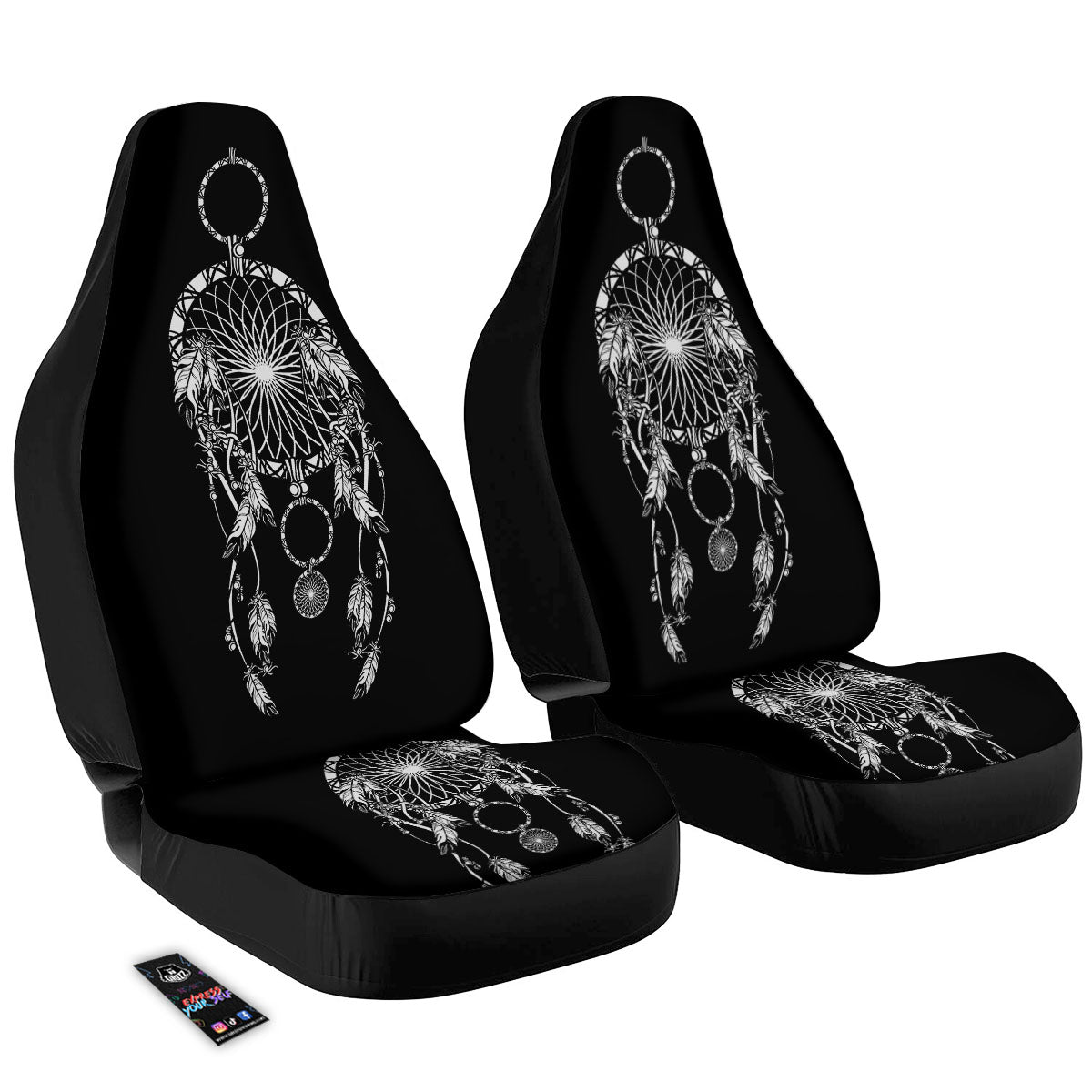 Dream Catcher White And Black Print Car Seat Covers-grizzshop