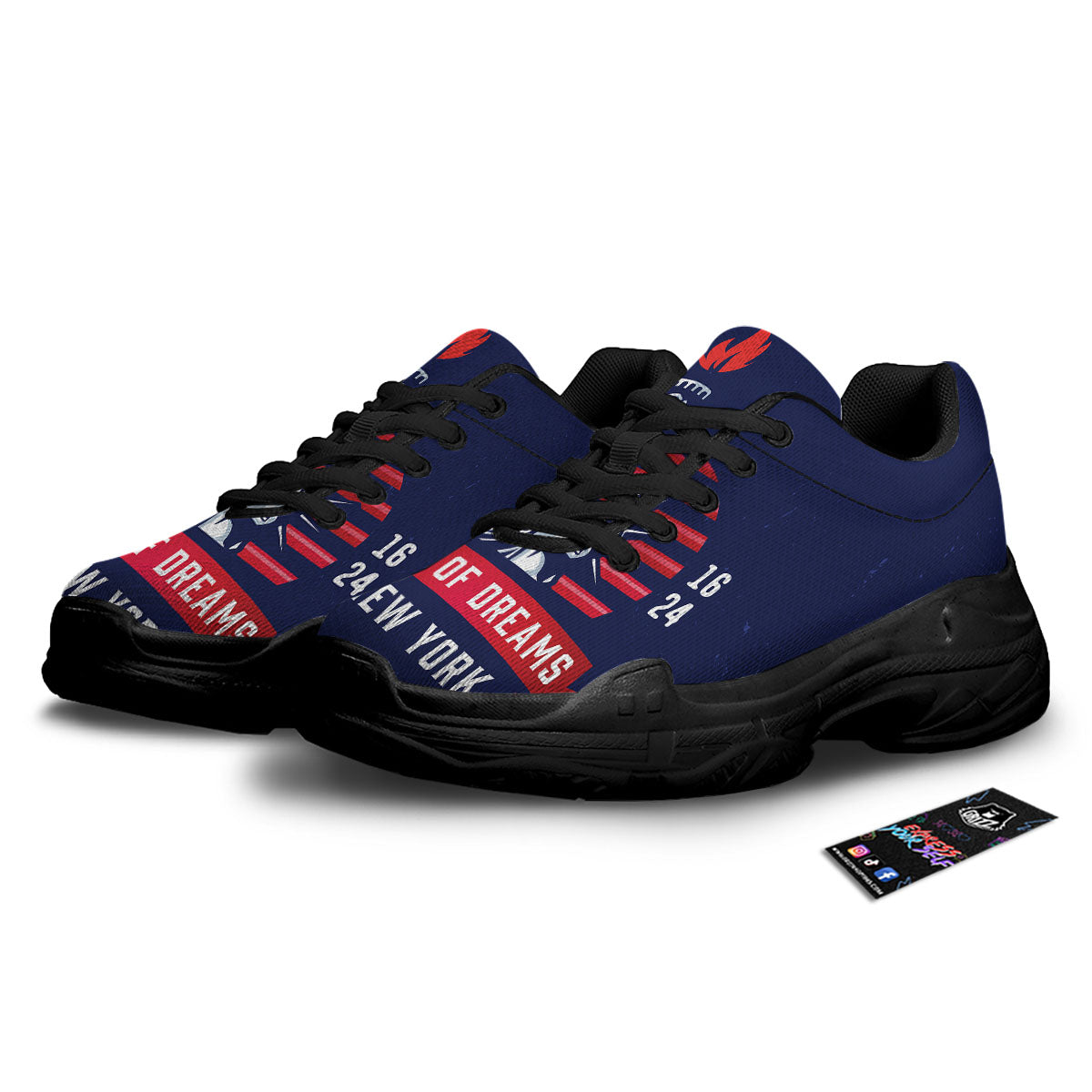 Dream Of Liberty American Print Black Chunky Shoes-grizzshop