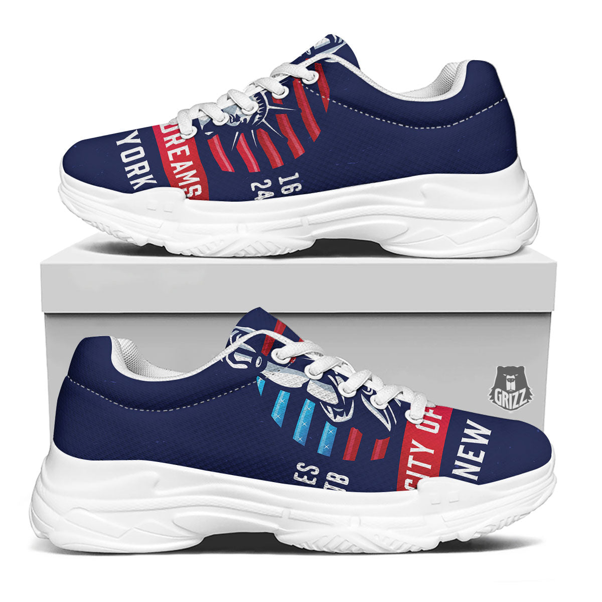 Dream Of Liberty American Print White Chunky Shoes-grizzshop
