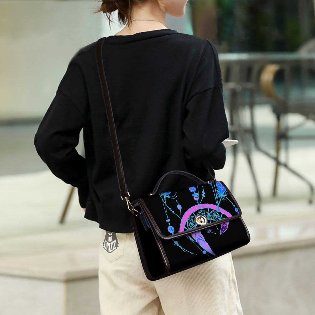 Dream Catcher Blue And Purple Black Print Women's Satchel Bag