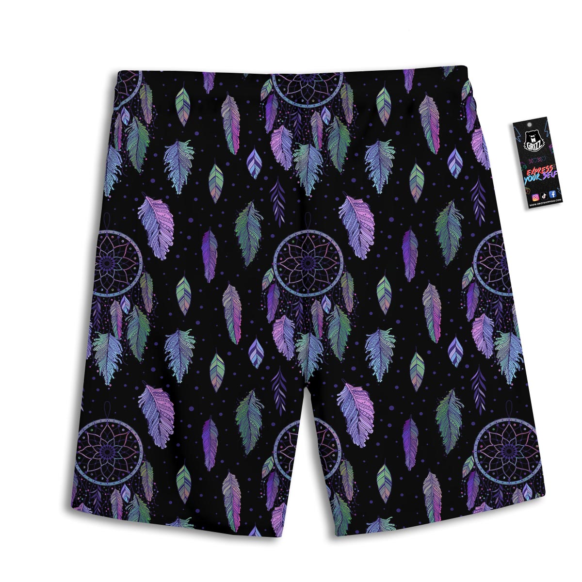 Dream Catcher Purple And Teal Print Pattern Men's Athletic Shorts