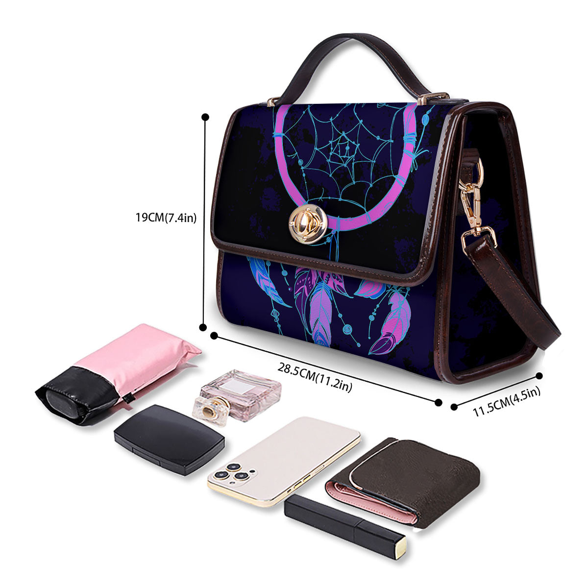 Dream Catcher Purple Native Print Women's Satchel Bag
