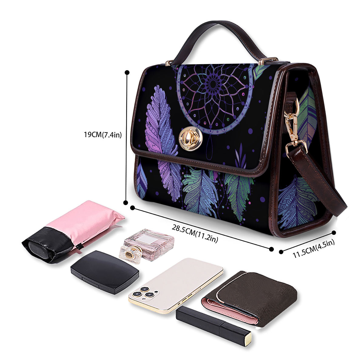 Dream Catcher Teal And Purple Print Women's Satchel Bag