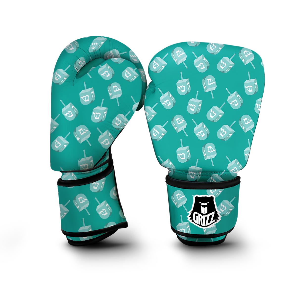 Dreidel Pattern Print Boxing Gloves-grizzshop