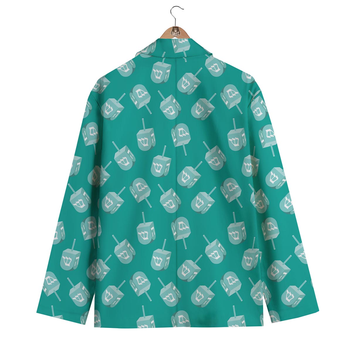 Dreidel Pattern Print Men's Blazer-grizzshop