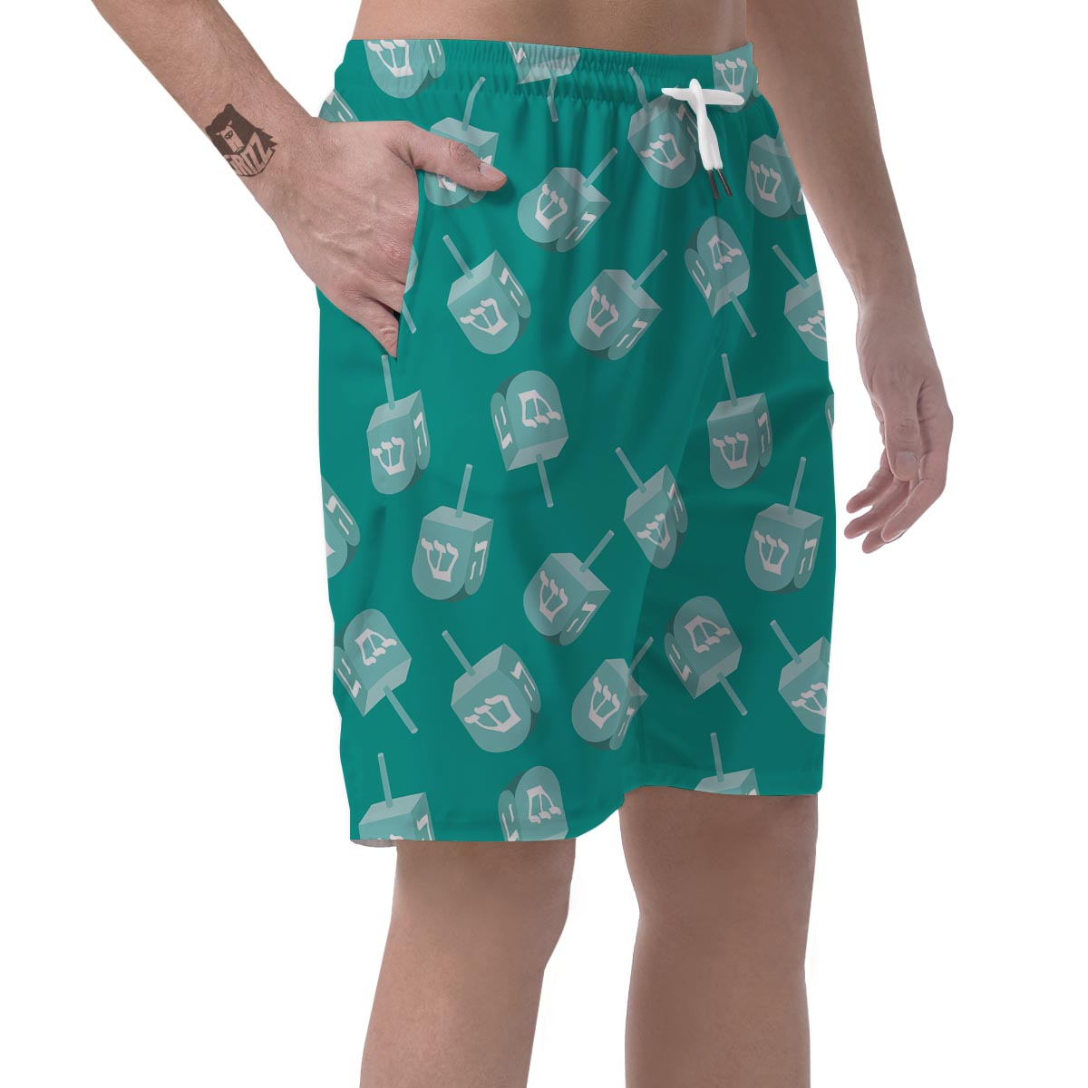 Dreidel Pattern Print Men's Shorts-grizzshop