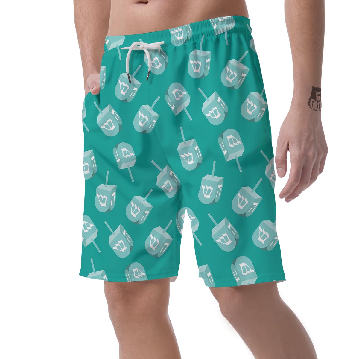 Dreidel Pattern Print Men's Shorts-grizzshop