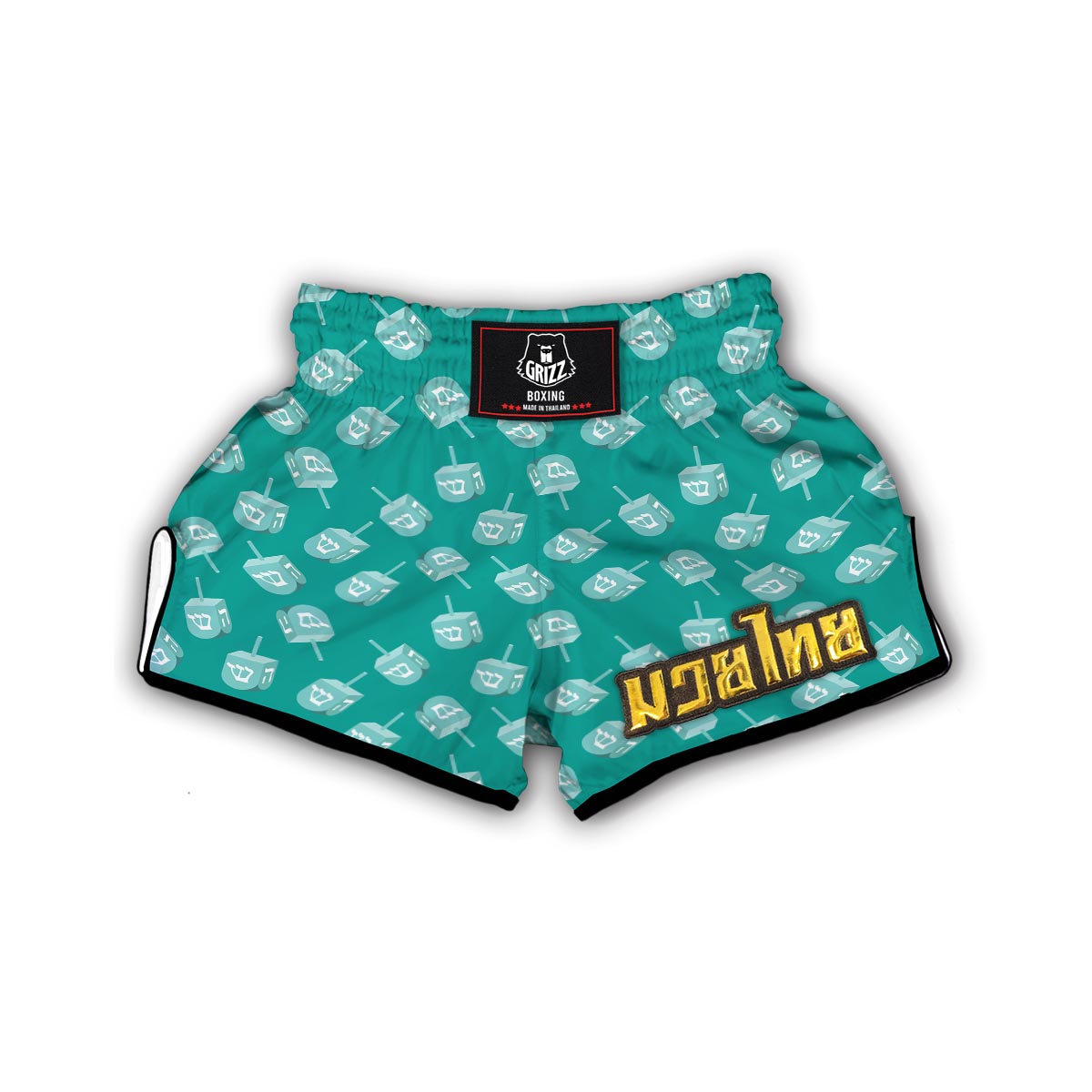 Dreidel Pattern Print Muay Thai Boxing Shorts-grizzshop