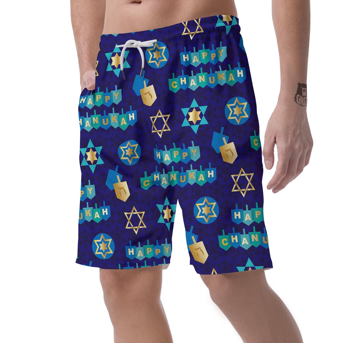 Dreidel Print Pattern Men's Shorts-grizzshop