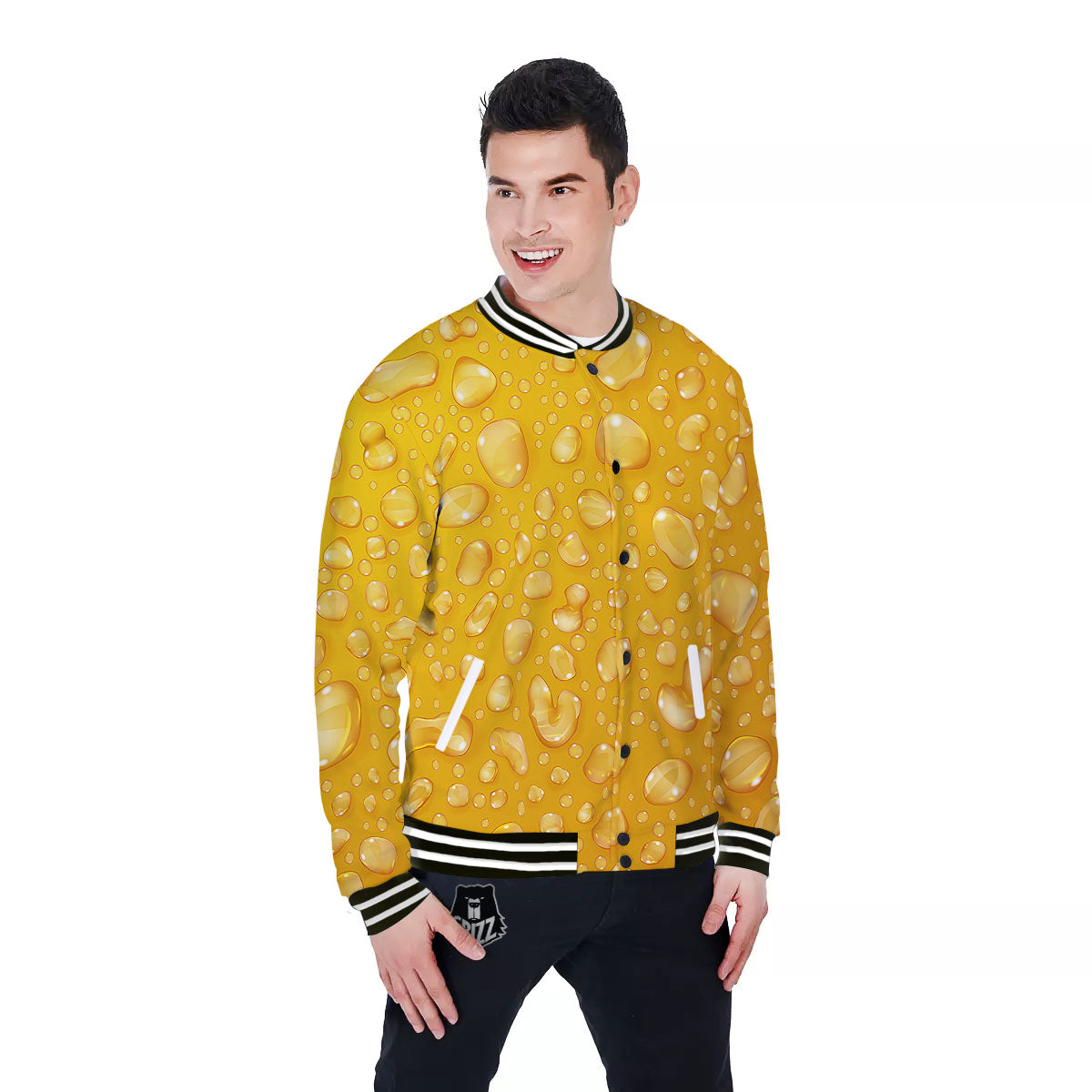 Drops Water On Beer Glass Print Baseball Jacket-grizzshop
