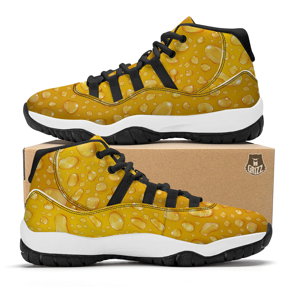 Drops Water On Beer Glass Print Black Bball Shoes-grizzshop