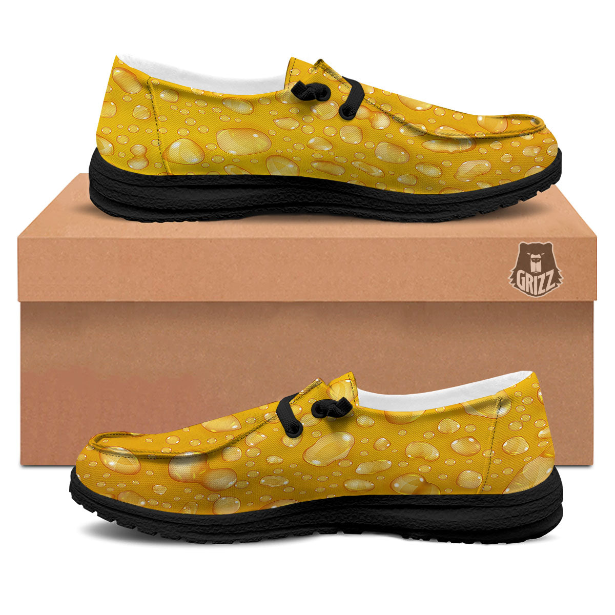 Drops Water On Beer Glass Print Black Loafers-grizzshop