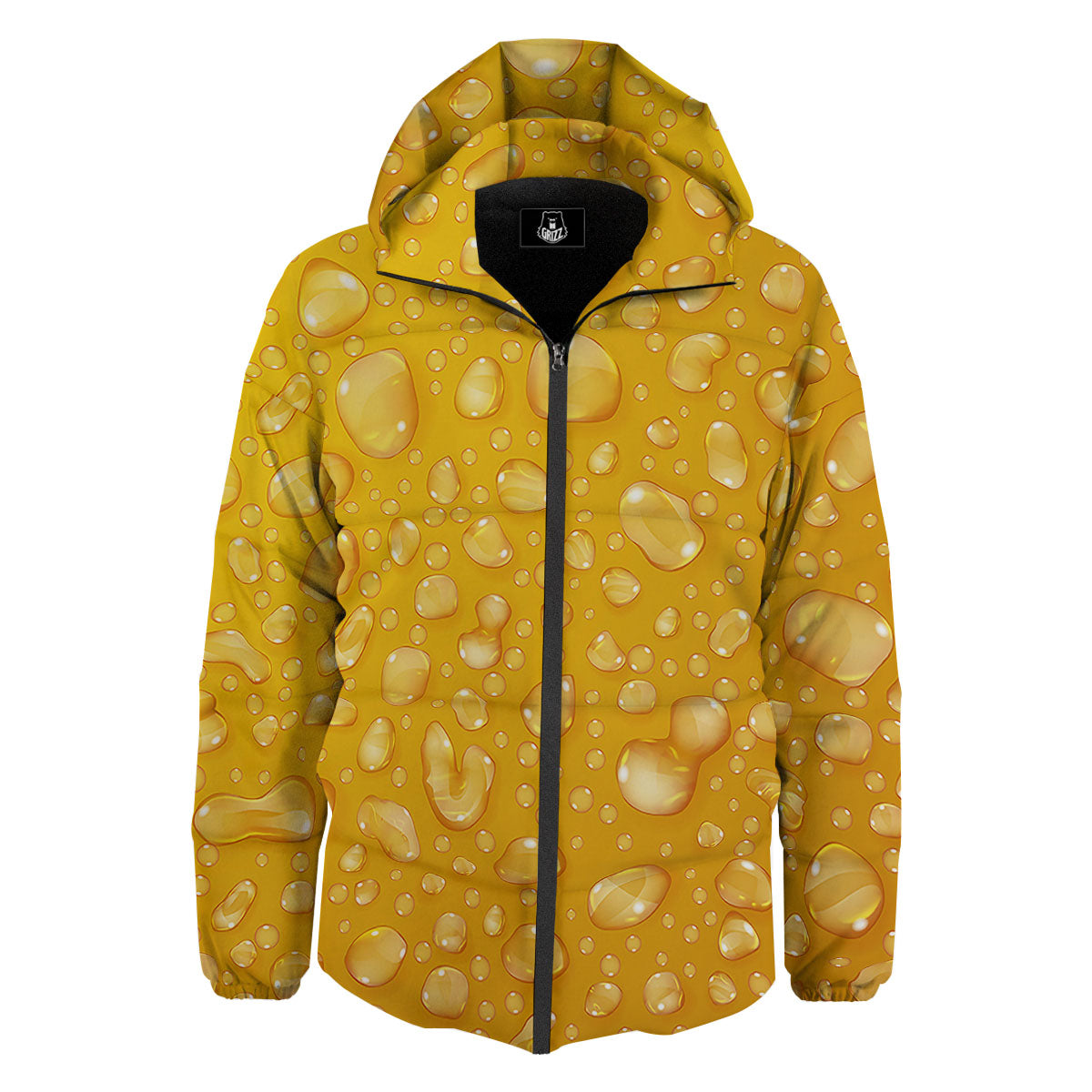 Drops Water On Beer Glass Print Down Jacket-grizzshop