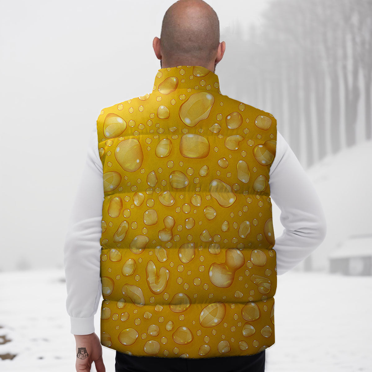 Drops Water On Beer Glass Print Down Vest