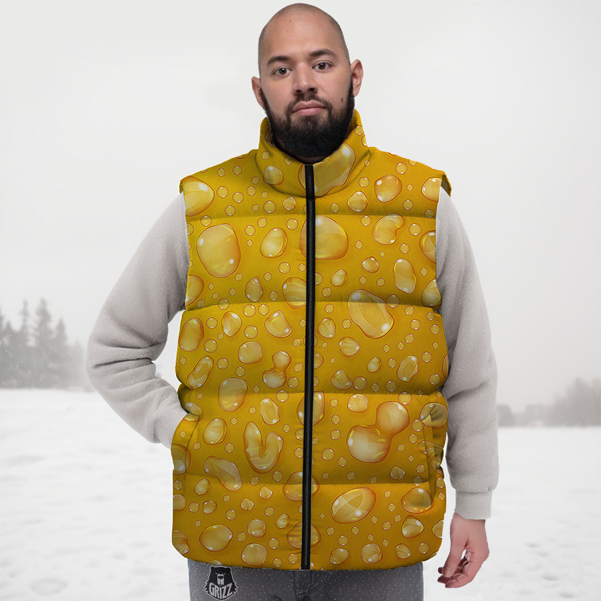 Drops Water On Beer Glass Print Down Vest