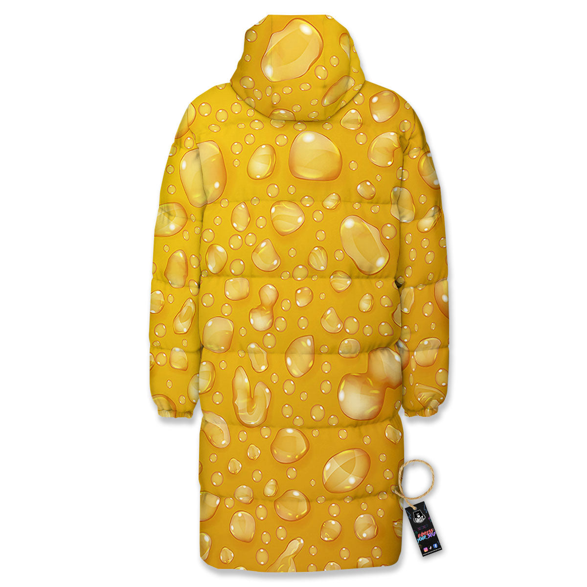 Drops Water On Beer Glass Print Long Down Jacket-grizzshop
