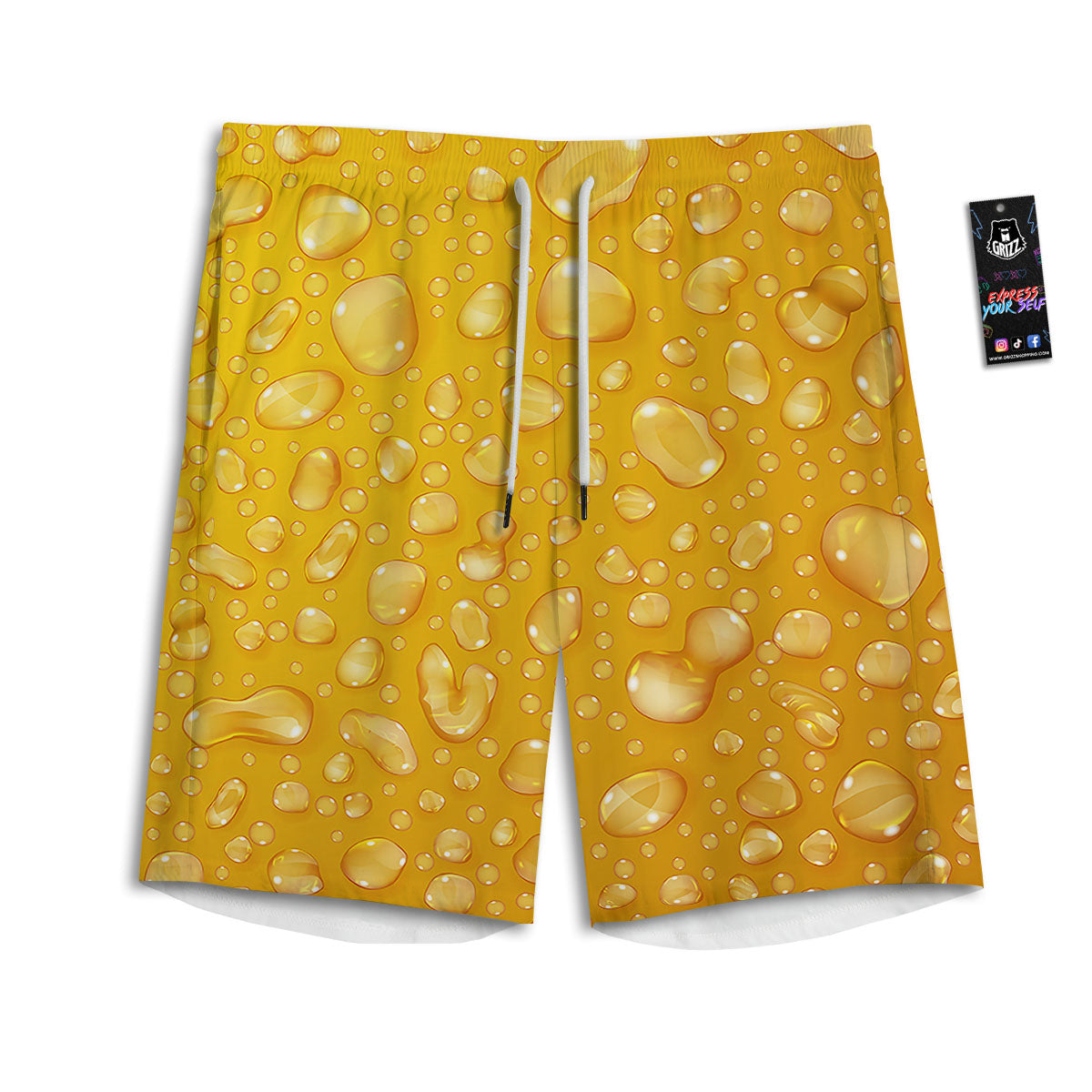 Drops Water On Beer Glass Print Men's Athletic Shorts
