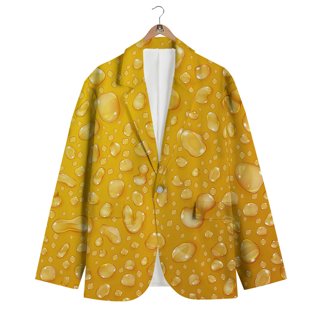 Drops Water On Beer Glass Print Men's Blazer-grizzshop