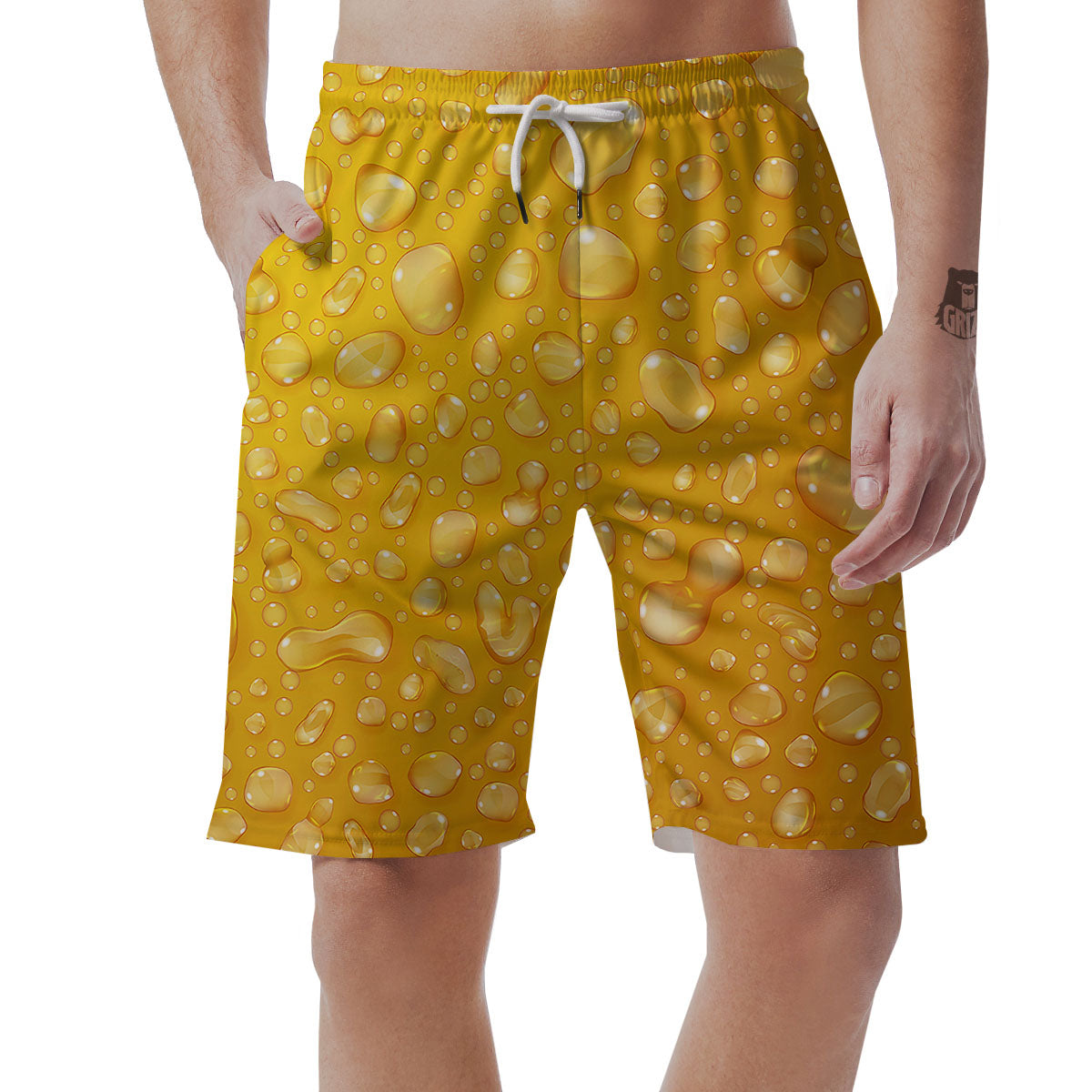 Drops Water On Beer Glass Print Men's Shorts-grizzshop