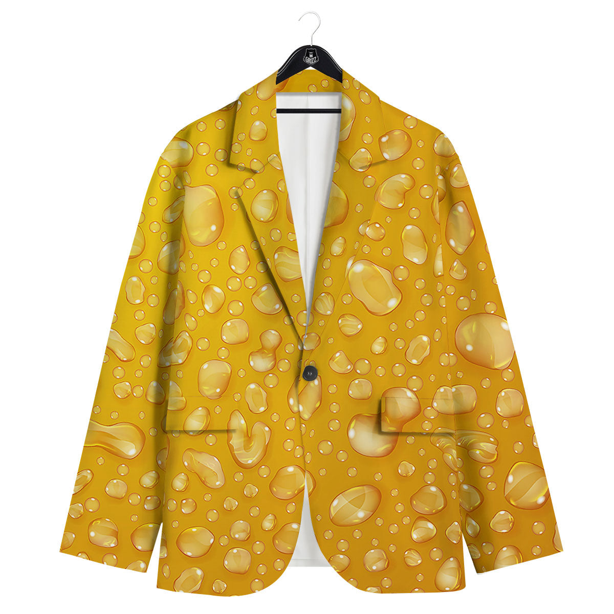 Drops Water On Beer Glass Print Men's Sport Coat-grizzshop