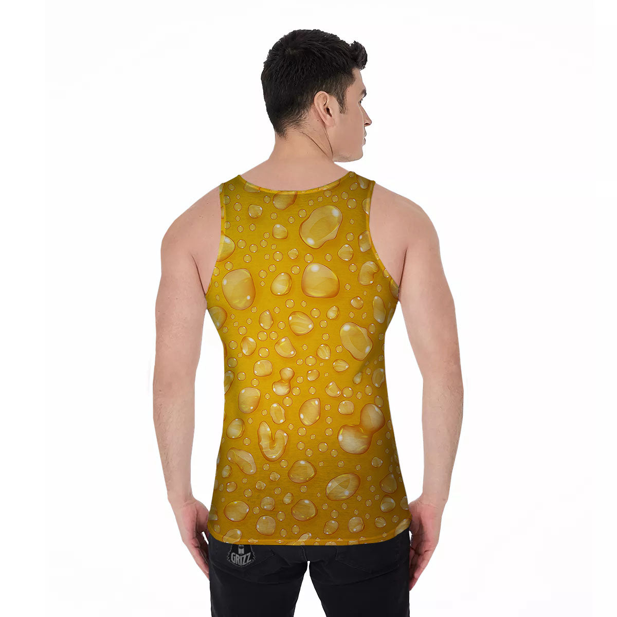 Drops Water On Beer Glass Print Men's Tank Top-grizzshop